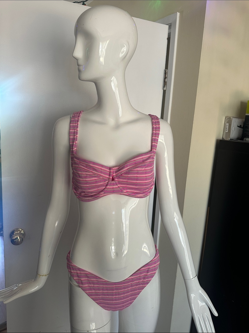Pink Striped Bikini Set